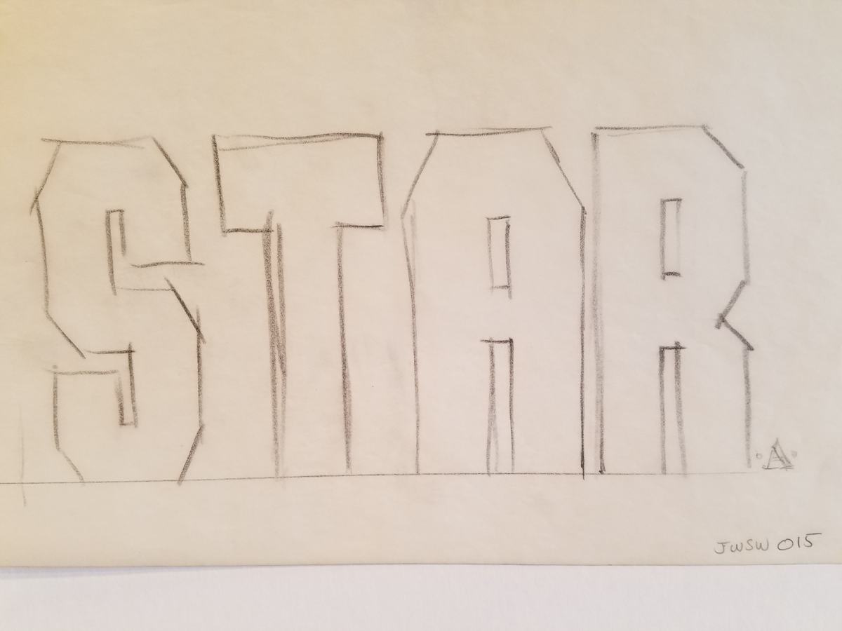 Star Wars 10th Anniversary Poster "STAR" Hand Lettered Typography Concept by John Alvin, Image 1.