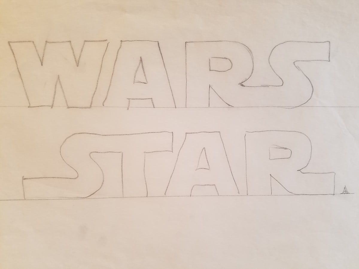 Star Wars 10th Anniversary Poster "WARS STAR" Hand Lettered Typography Concept by John Alvin, Image 1.