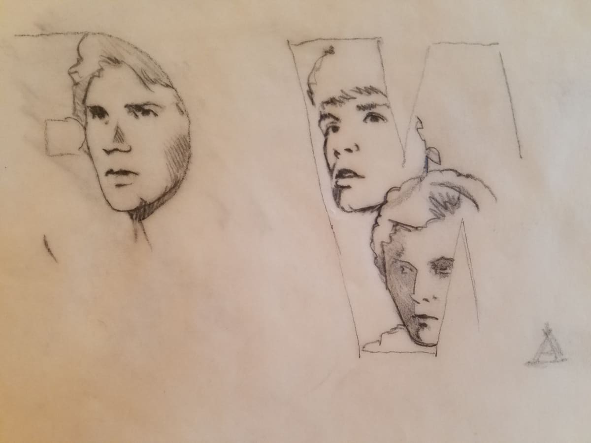 Star Wars 10th Anniversary Poster "R W" Rough Concept, Characters Within Title by John Alvin, Image 1.