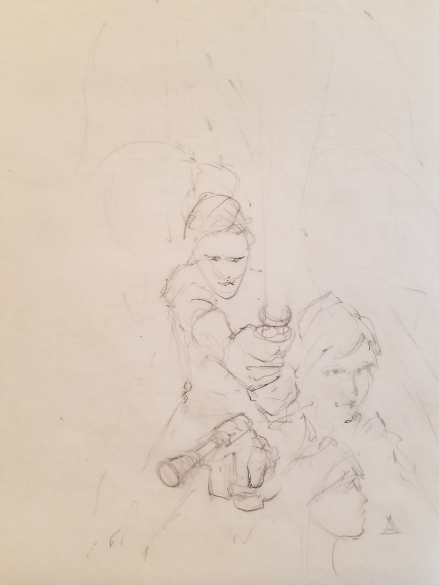 Star Wars Revenge of the Jedi Light Concept Sketch Work by John Alvin, Image 1.