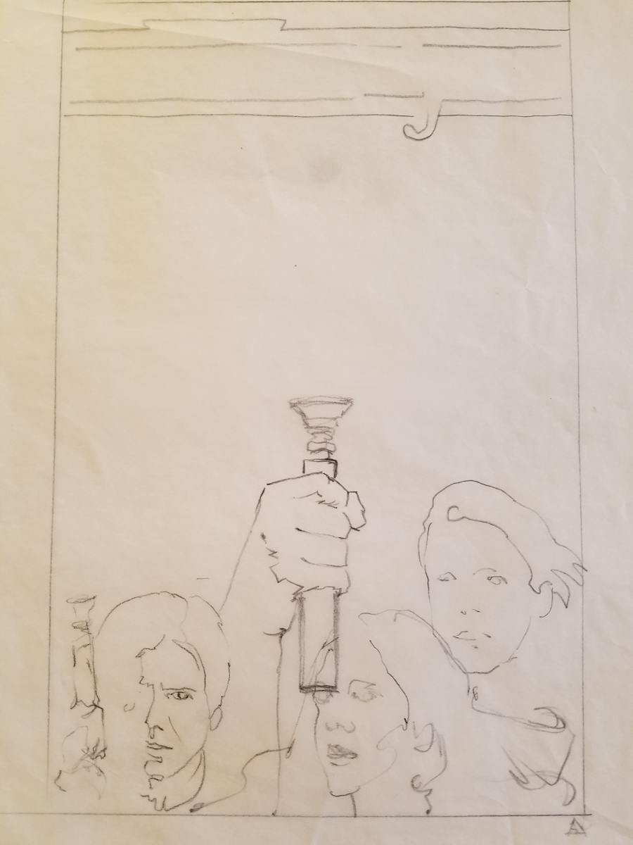 Star Wars Revenge of the Jedi Poster Concept Sketch 1 by John Alvin, Image 1.
