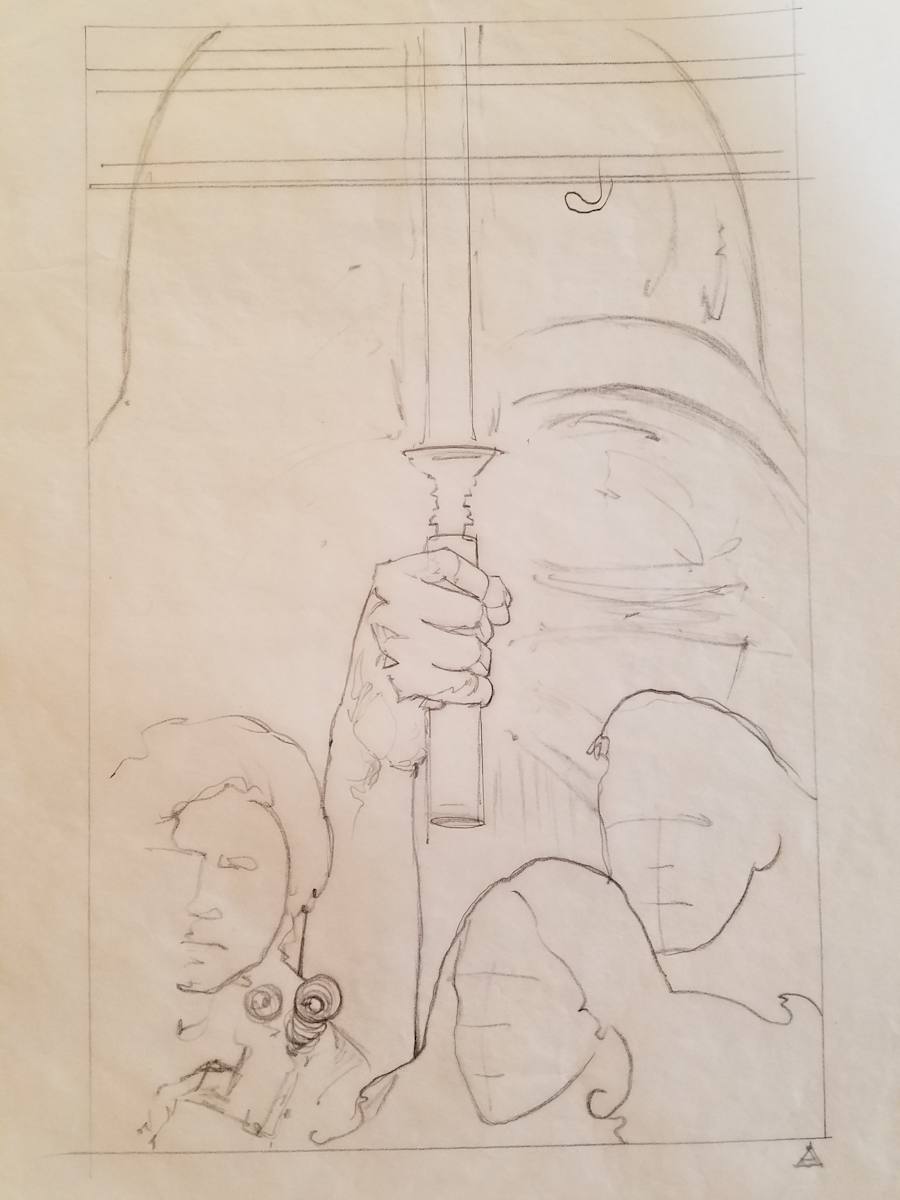 Star Wars Revenge of the Jedi Poster Concept Sketch 2 by John Alvin, Image 1.