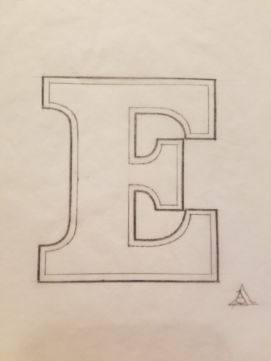E.T. the Extra-Terrestrial Logo Concept Art "E" and "T" by John Alvin, Image 2.
