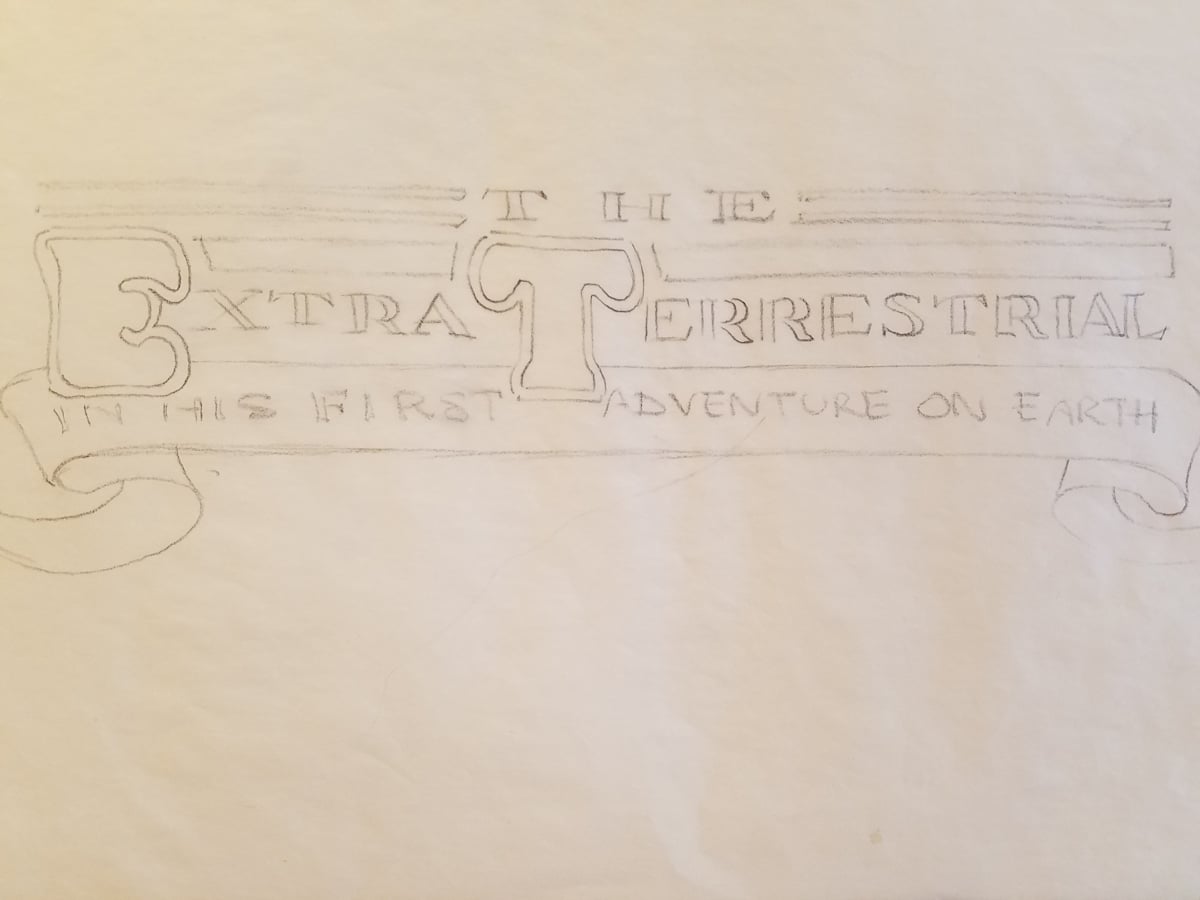 E.T. the Extra-Terrestrial Logo Concept Art, Ribbon Style by John Alvin, Image 1.