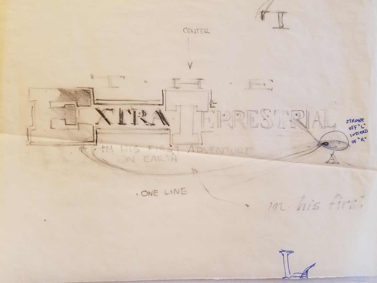 E.T. the Extra-Terrestrial Logo Concept Art,  Notations by John Alvin 