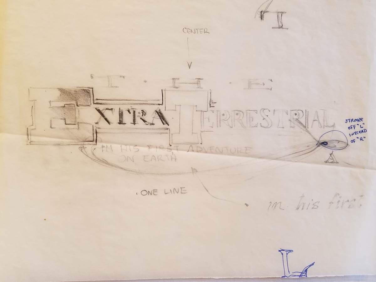 E.T. the Extra-Terrestrial Logo Concept Art,  Notations by John Alvin, Image 1.