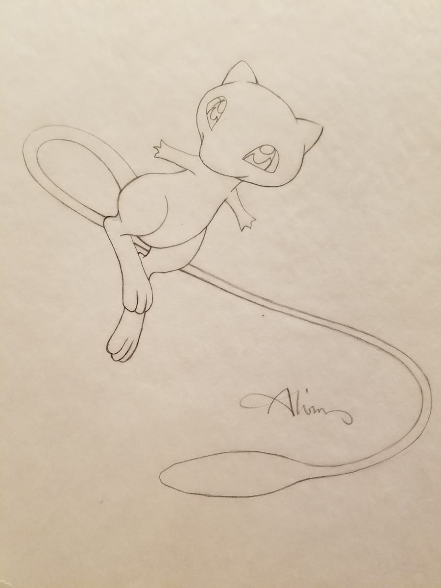 Pokemon: The First Movie Poster Concept, Mew Sketch, Close to Final by John Alvin, Image 1.