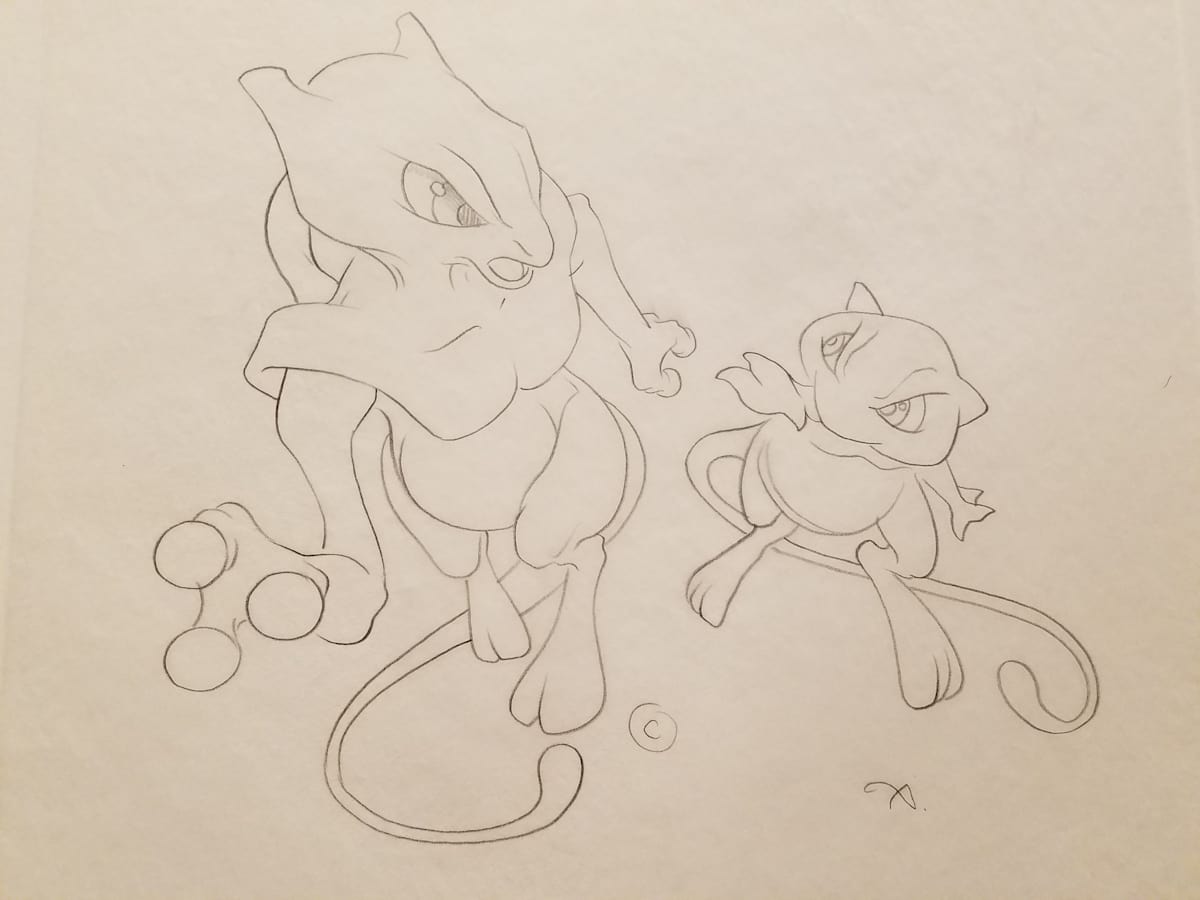 Pokemon: The First Movie Poster Concept, Mew / Mewtwo "C" by John Alvin, Image 1.