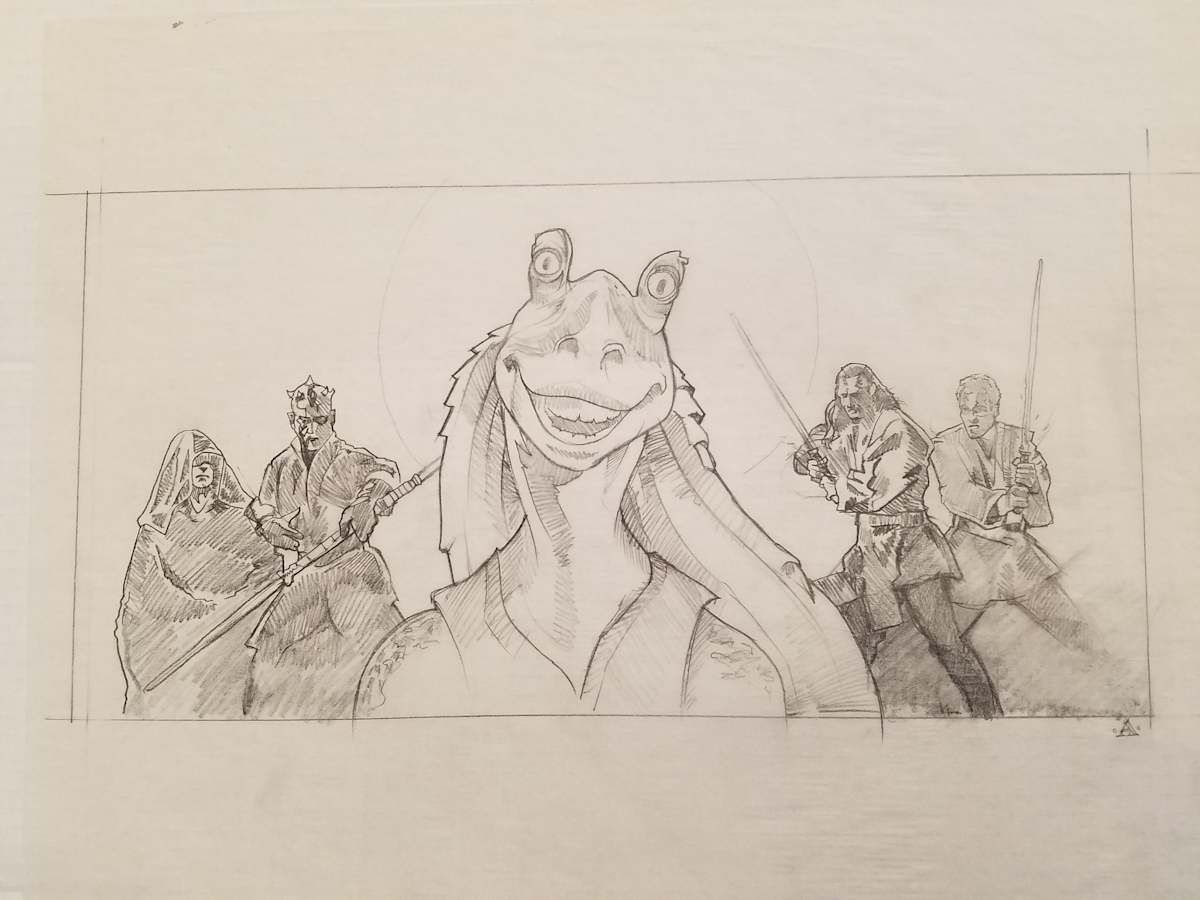 Star Wars Concept Art for Hasbro Board Game: Jar-Jar by John Alvin, Image 1.