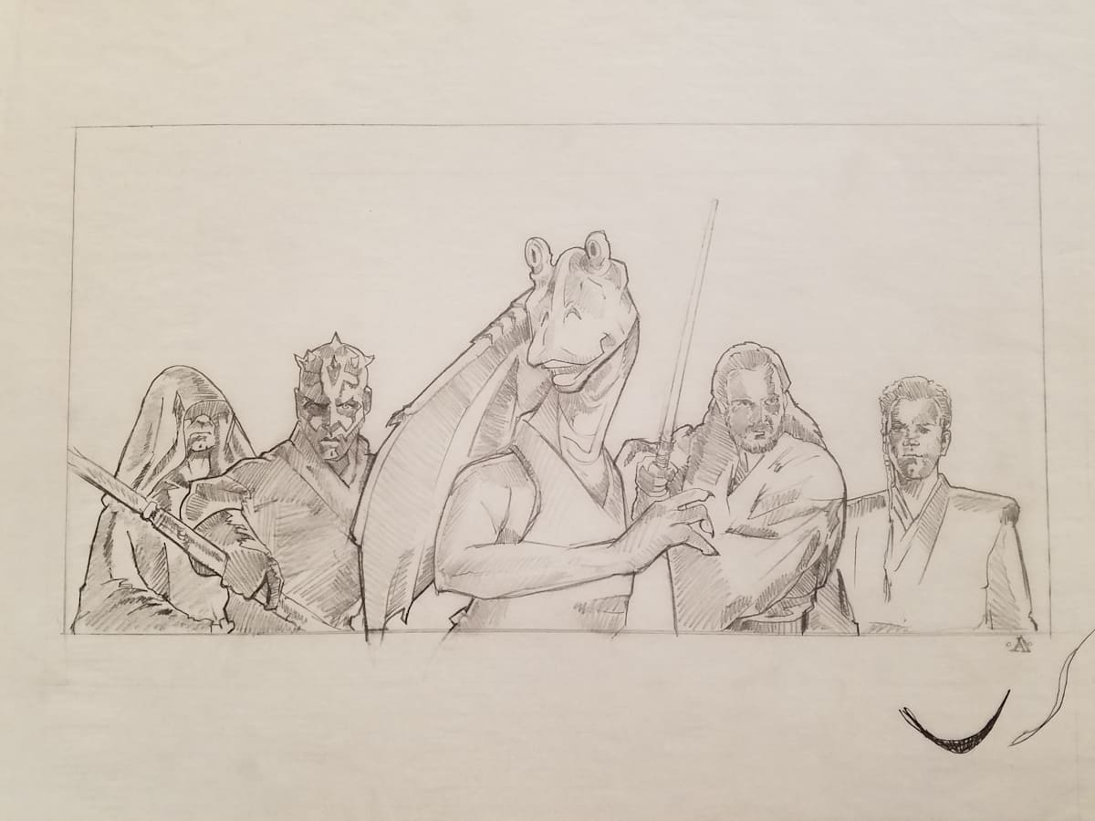 Star Wars Concept Art for Hasbro Board Game, Jar-Jar Left by John Alvin, Image 1.