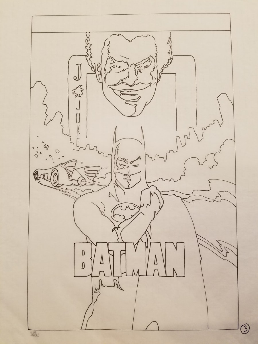 Batman Poster Concept in Pen "3" by John Alvin, Image 1.