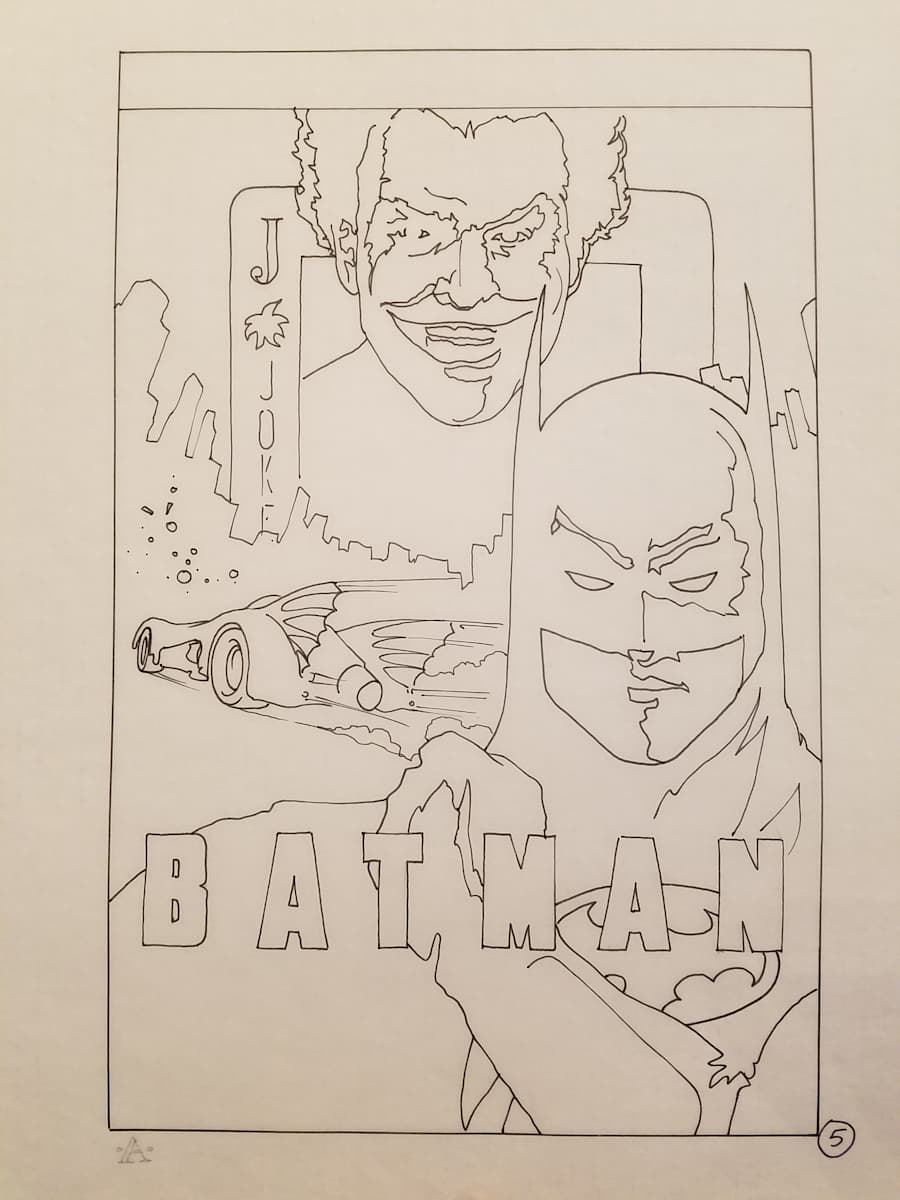 Batman Poster Concept in Pen "5" by John Alvin, Image 1.