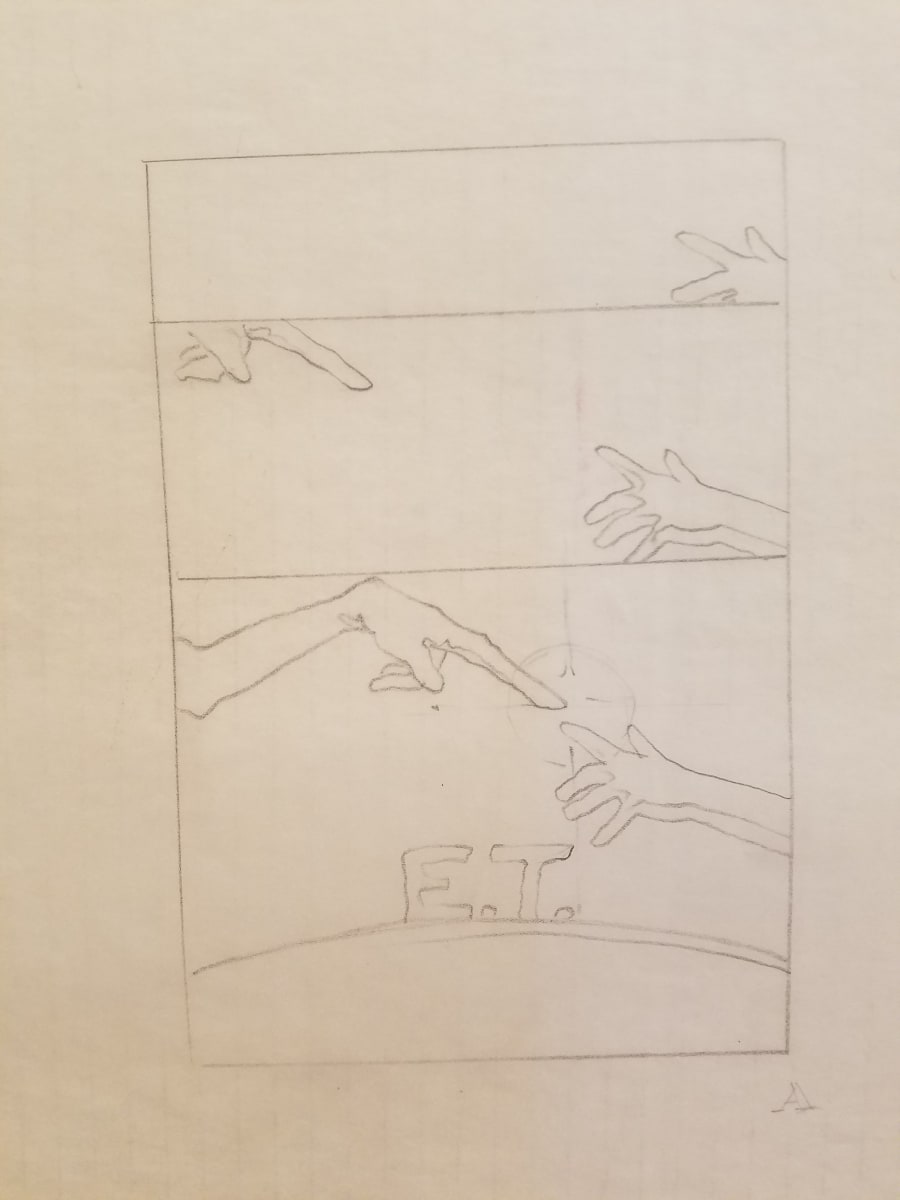 E.T. the Extra-Terrestrial Poster Concept Layout Sketch by John Alvin, Image 1.