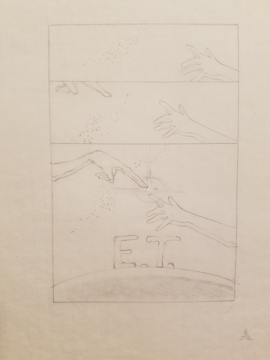 E.T. the Extra-Terrestrial Poster Concept Layout Sketch 4 by John Alvin, Image 1.