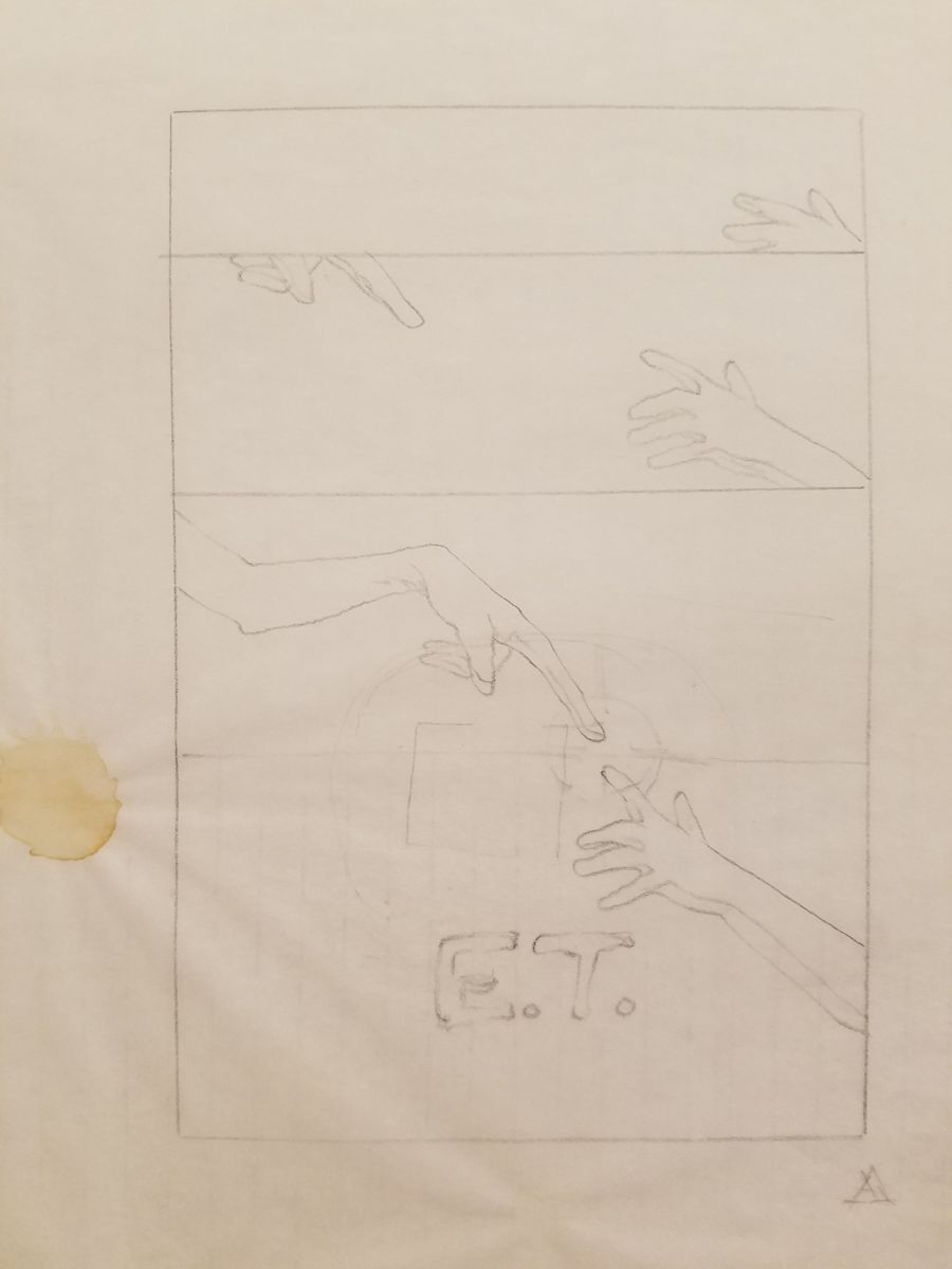 E.T. the Extra-Terrestrial Poster Concept Layout Sketch 1 by John Alvin, Image 1.