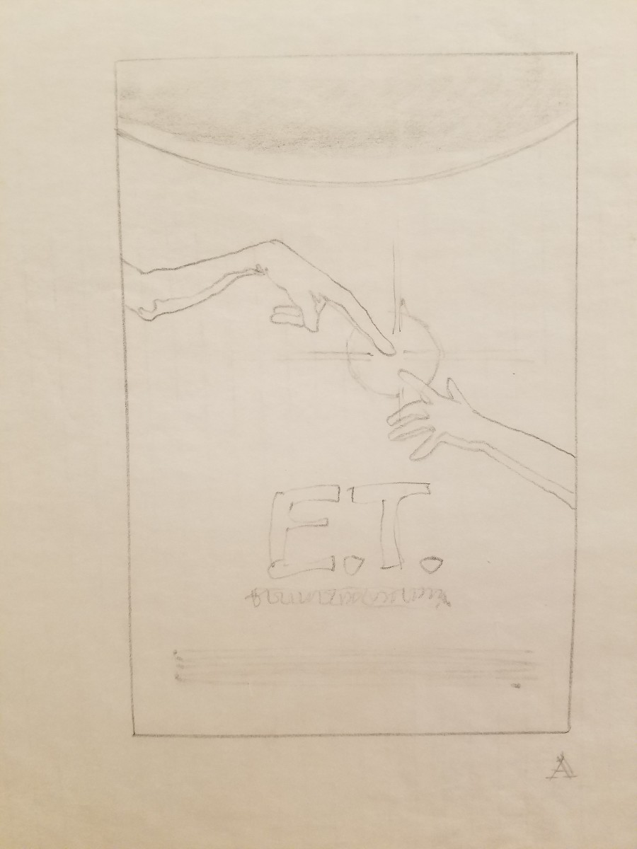 E.T. the Extra-Terrestrial Poster Concept Layout Sketch 3 by John Alvin 