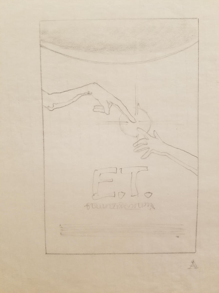 E.T. the Extra-Terrestrial Poster Concept Layout Sketch 3 by John Alvin, Image 1.
