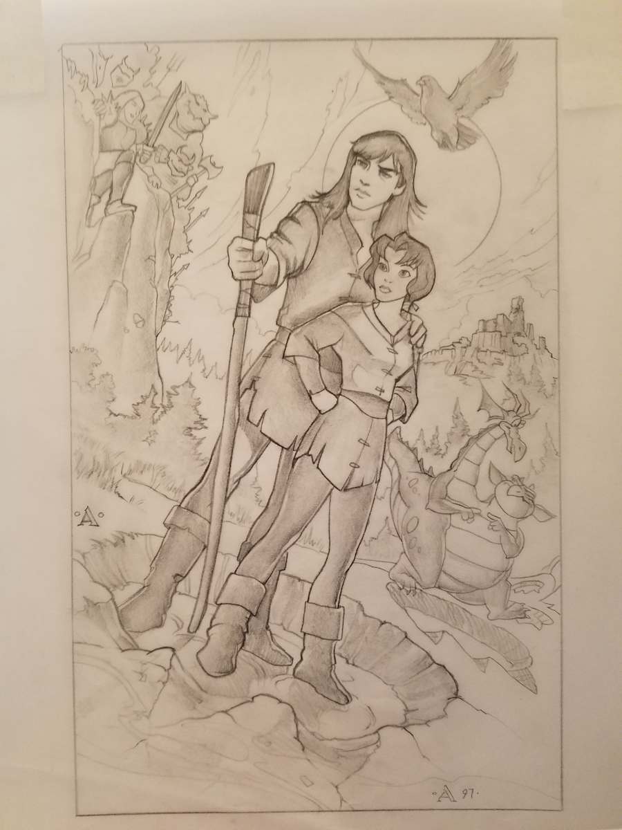 Quest for Camelot Poster Concept, Garrett & Kayley, Footprint by John Alvin, Image 1.