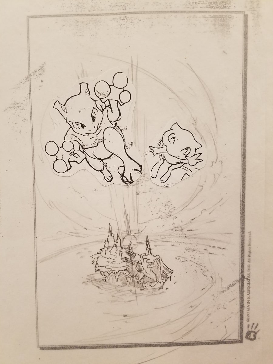 Pokemon: The First Movie Poster Concept, Mew / Mewtwo Flying by John Alvin, Image 1.