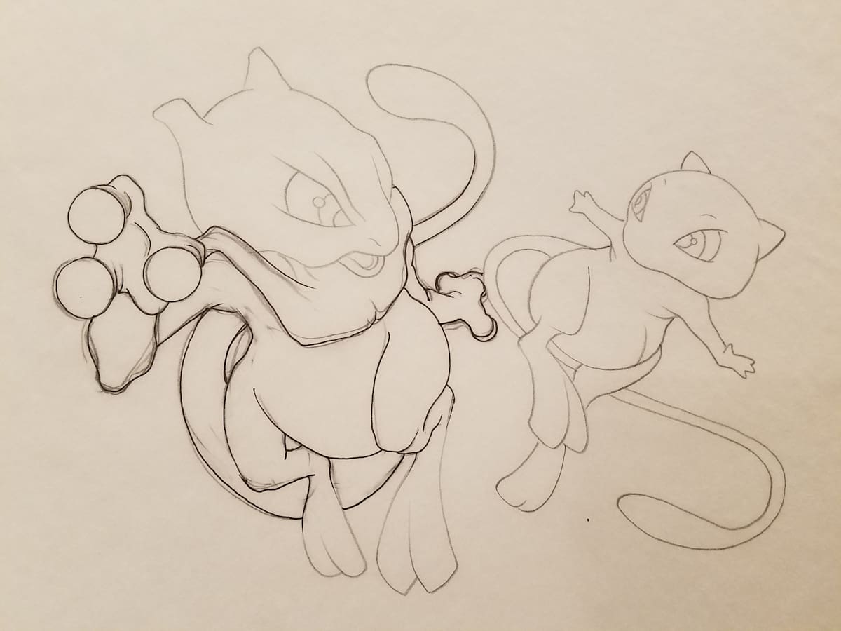 Pokemon: The First Movie Poster Concept, Mew / Mewtwo by John Alvin, Image 1.