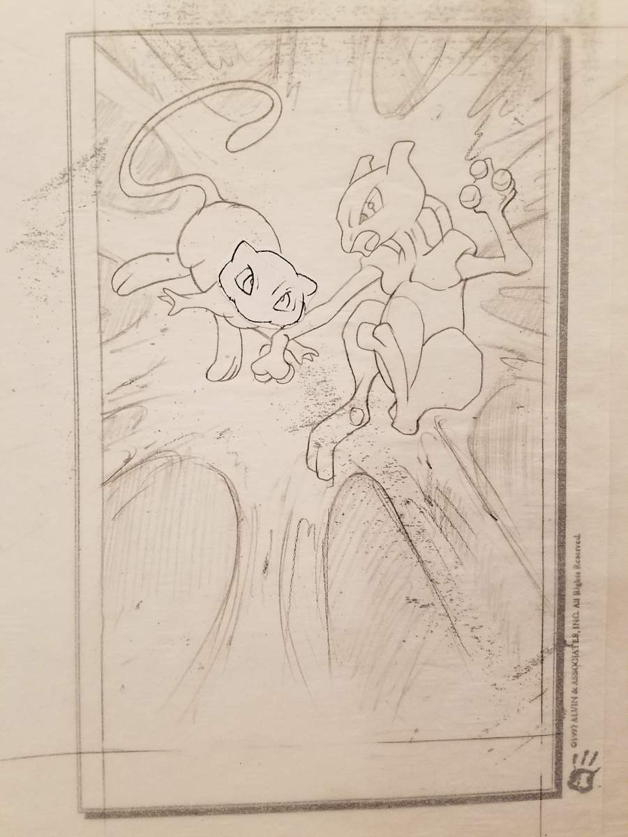 Pokemon: The First Movie Poster Concept, Mew / Mewtwo Clash by John Alvin, Image 1.