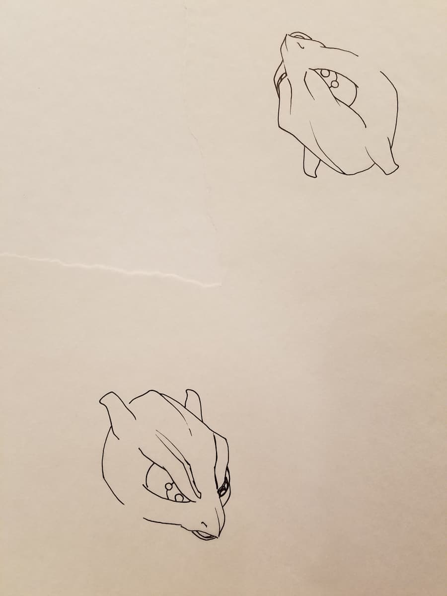 Pokemon: The First Movie Poster Concept, Mewtwo Head Studies by John Alvin, Image 1.