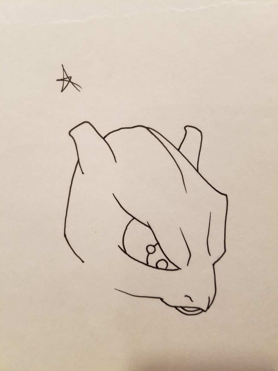 Pokemon: The First Movie Poster Concept, Mewtwo Head Study, Star by John Alvin 