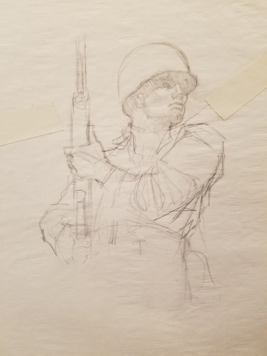 Band of Brothers Concept Art, Taped Top Half by John Alvin, Image 1.