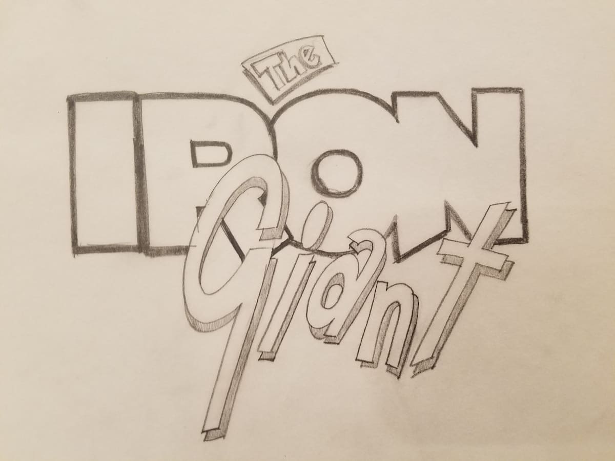 The Iron Giant Logo Concept, Boxed in "THE", Block "IRON" by John Alvin, Image 1.