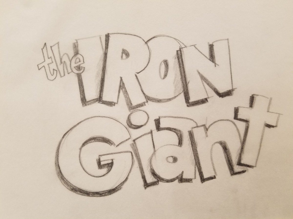 The Iron Giant Logo Concept, Whimsical and Block Style by John Alvin 
