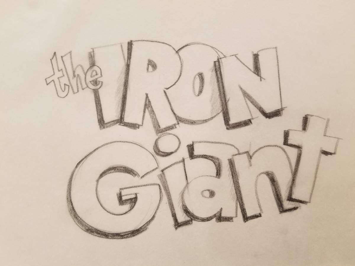 The Iron Giant Logo Concept, Whimsical and Block Style by John Alvin, Image 1.