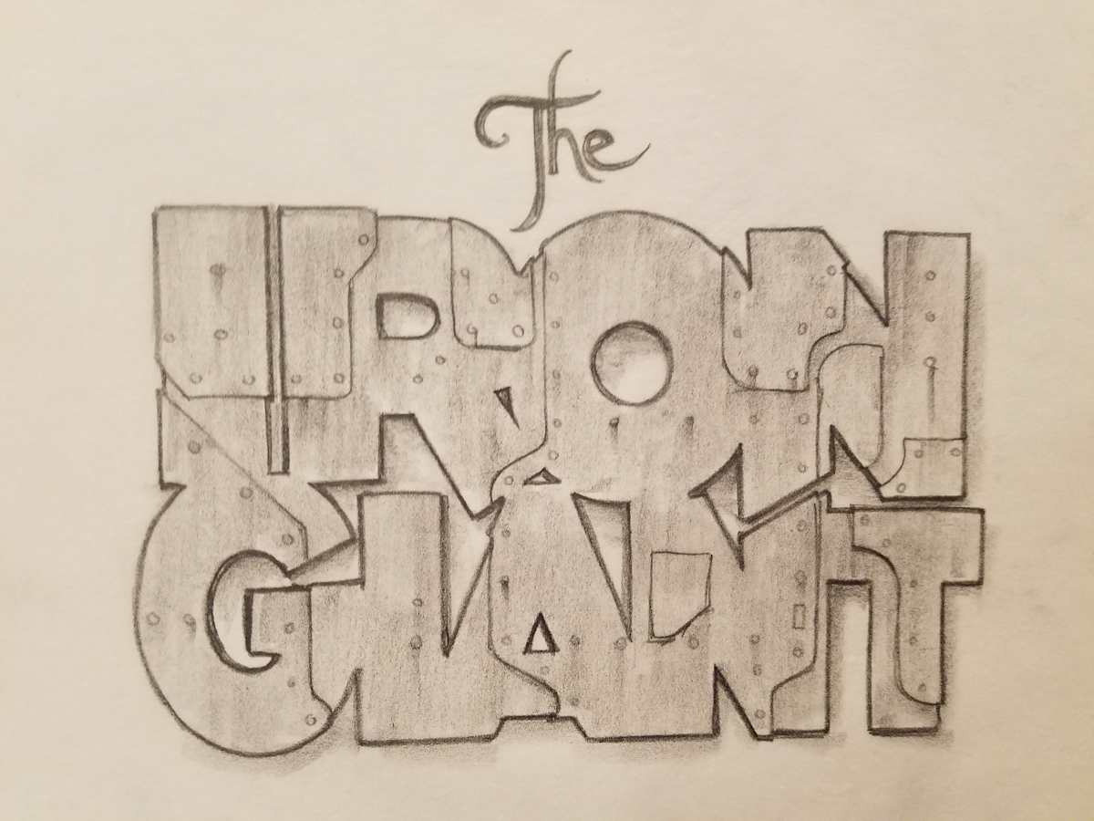 The Iron Giant Logo Concept, Fantasy "THE", Metal Plating "IRON GIANT" by John Alvin, Image 1.