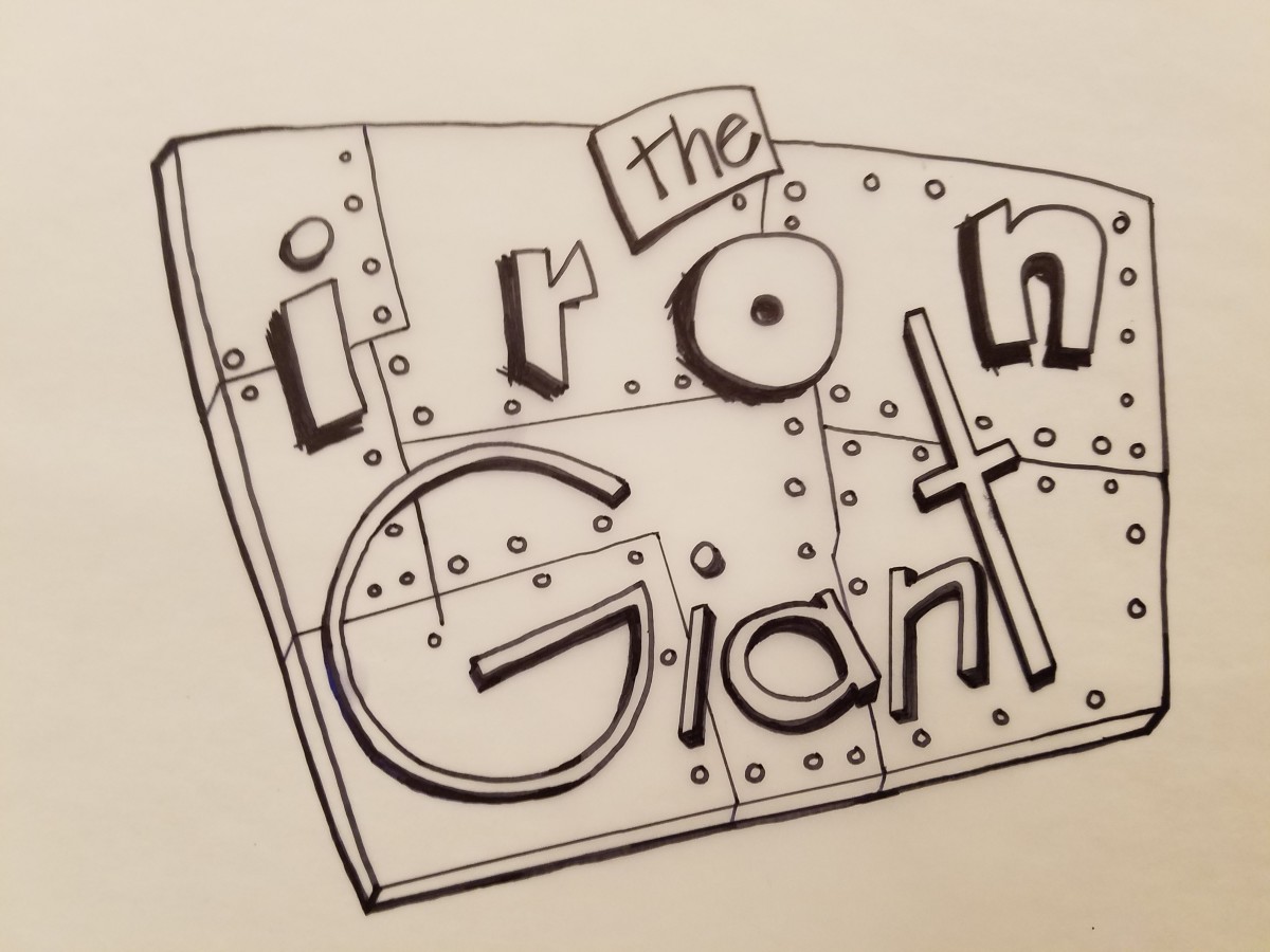 The Iron Giant Logo Concept, Boxed in "THE", Metal Stylized Metal Backed "IRON" by John Alvin 