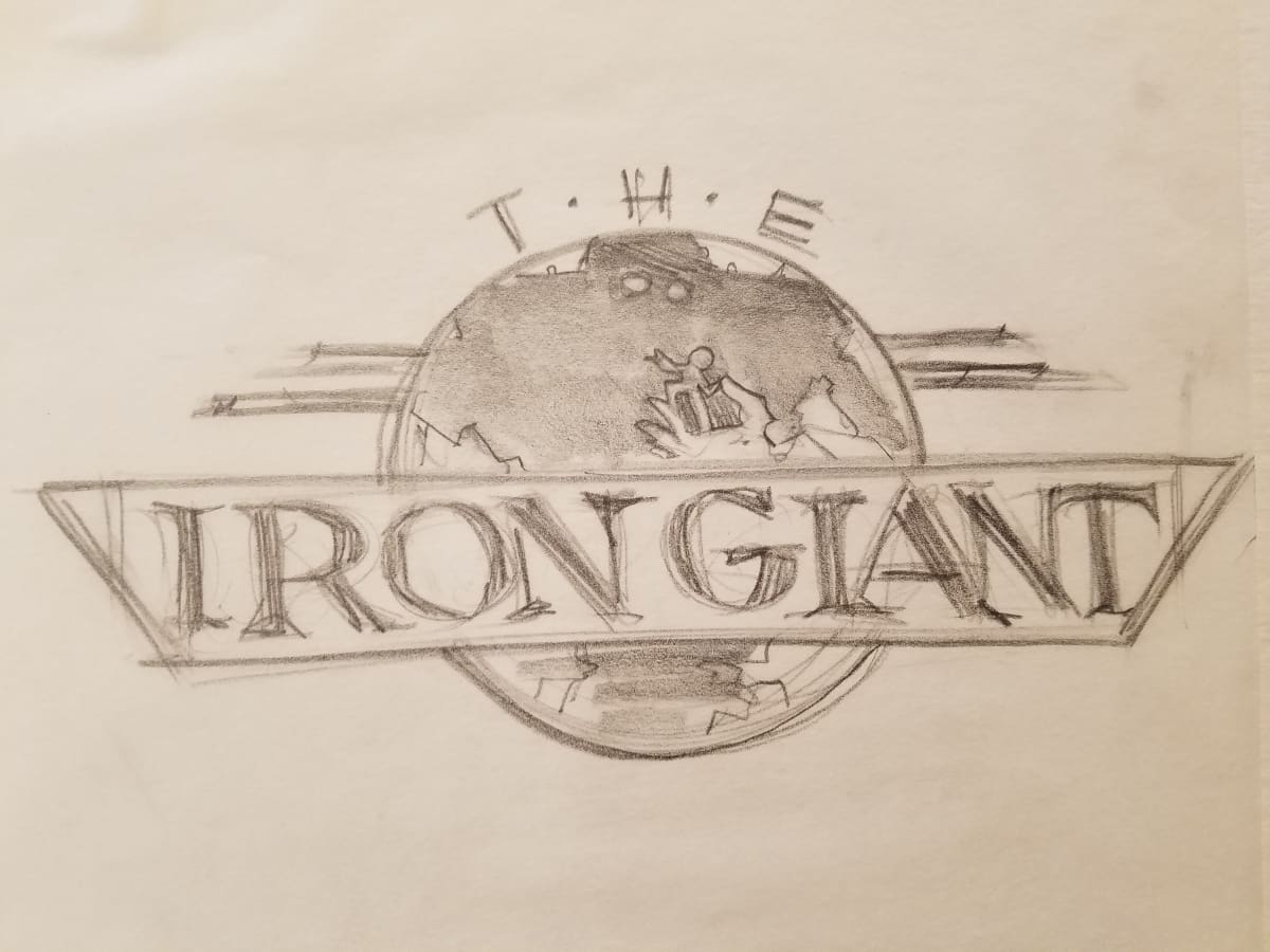 The Iron Giant Logo Concept, "T.H.E", Old Airliner Style With Robot and Hogarth by John Alvin, Image 1.