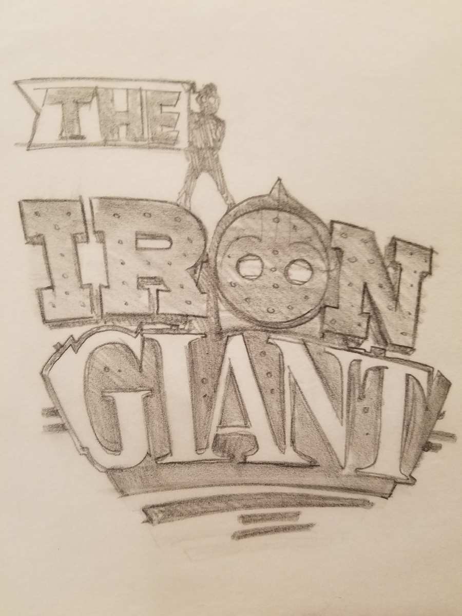 The Iron Giant Logo Concept, Hogarth Next to "THE" by John Alvin, Image 1.