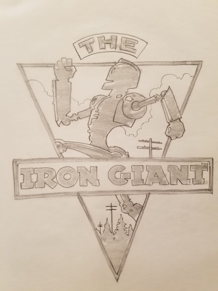 The Iron Giant Logo Concept, Robot Running to Left by John Alvin, Image 1.
