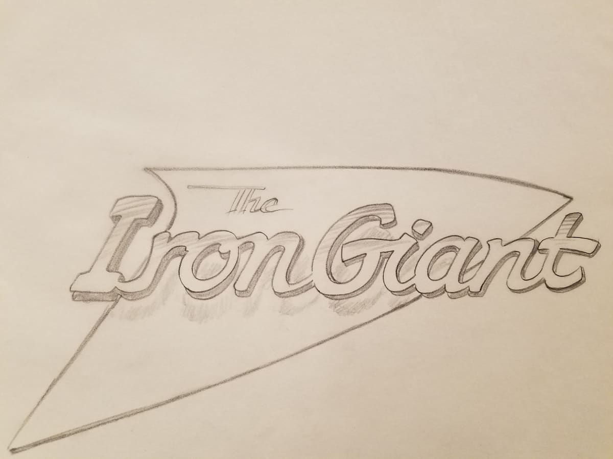 The Iron Giant Logo Concept, Sweeping Triangle by John Alvin, Image 1.