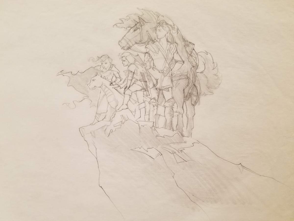 The Dragon Princess Sketch, Cast of Heroes by John Alvin, Image 1.
