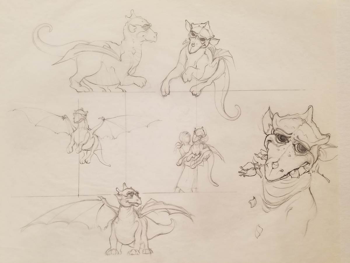 The Dragon Princess Sketch, Baby Dragon Character Study by John Alvin, Image 1.