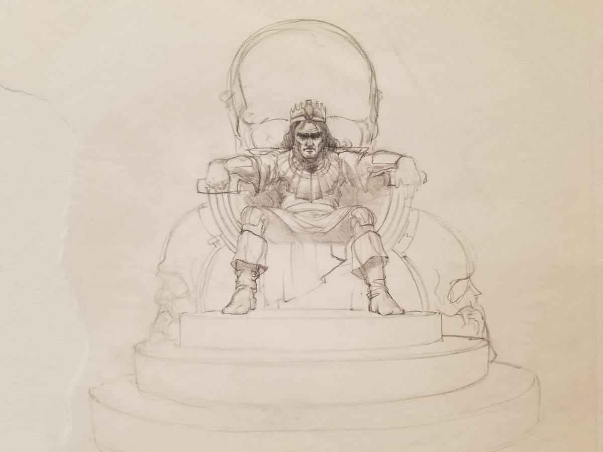 The Dragon Princess Sketch, Evil King on Throne by John Alvin, Image 1.