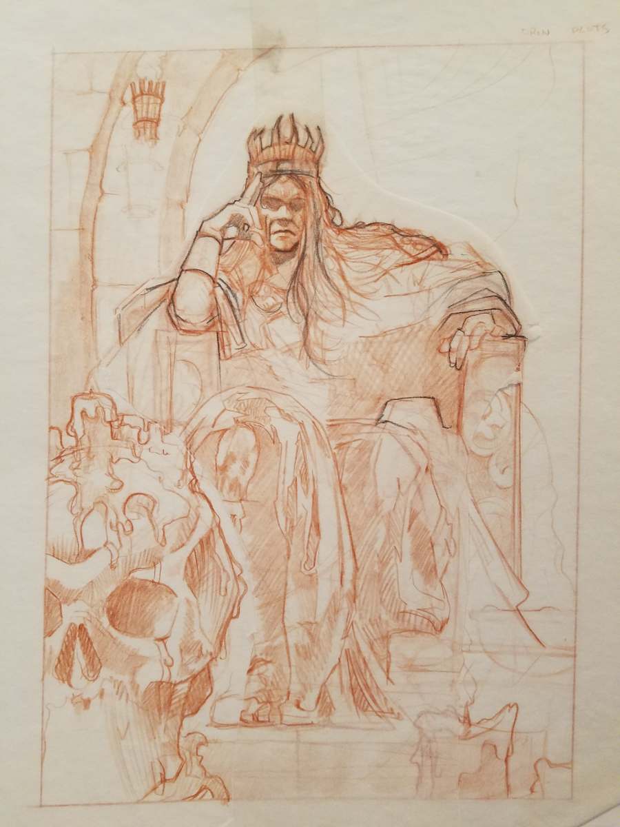 The Dragon Princess Sketch, Evil King on Throne by John Alvin, Image 1.