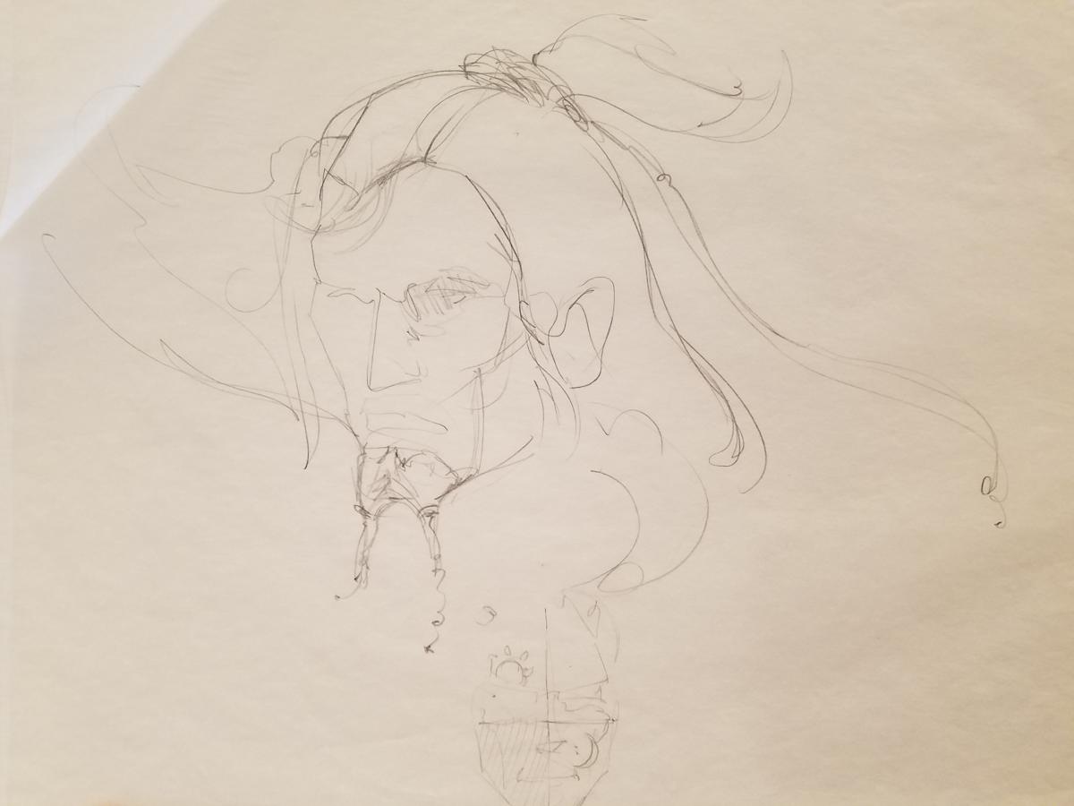 The Dragon Princess Sketch, Hero Rough Sketch, Face Below by John Alvin, Image 1.