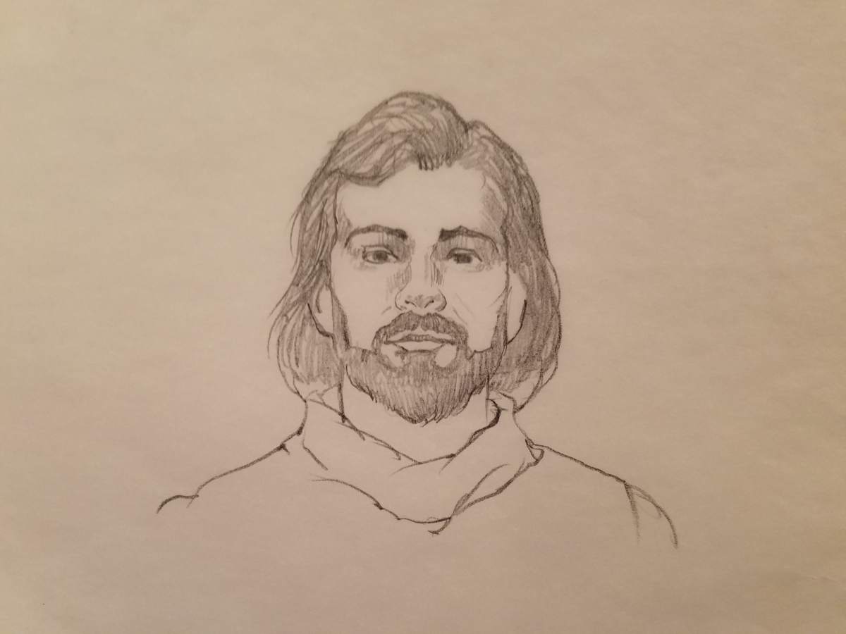 The Dragon Princess Sketch, Portrait of Long Haired Noble, Small by John Alvin, Image 1.