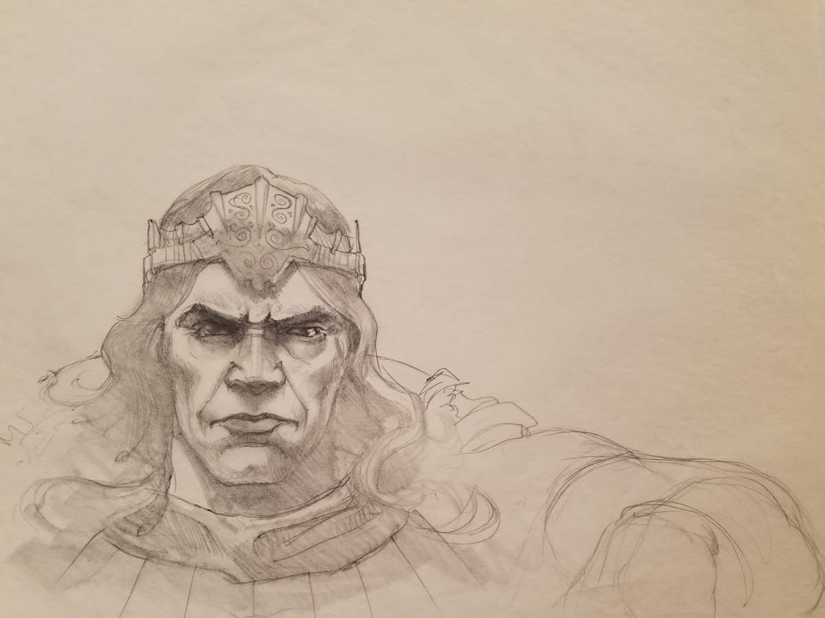The Dragon Princess Sketch, Evil King Close Up by John Alvin, Image 1.