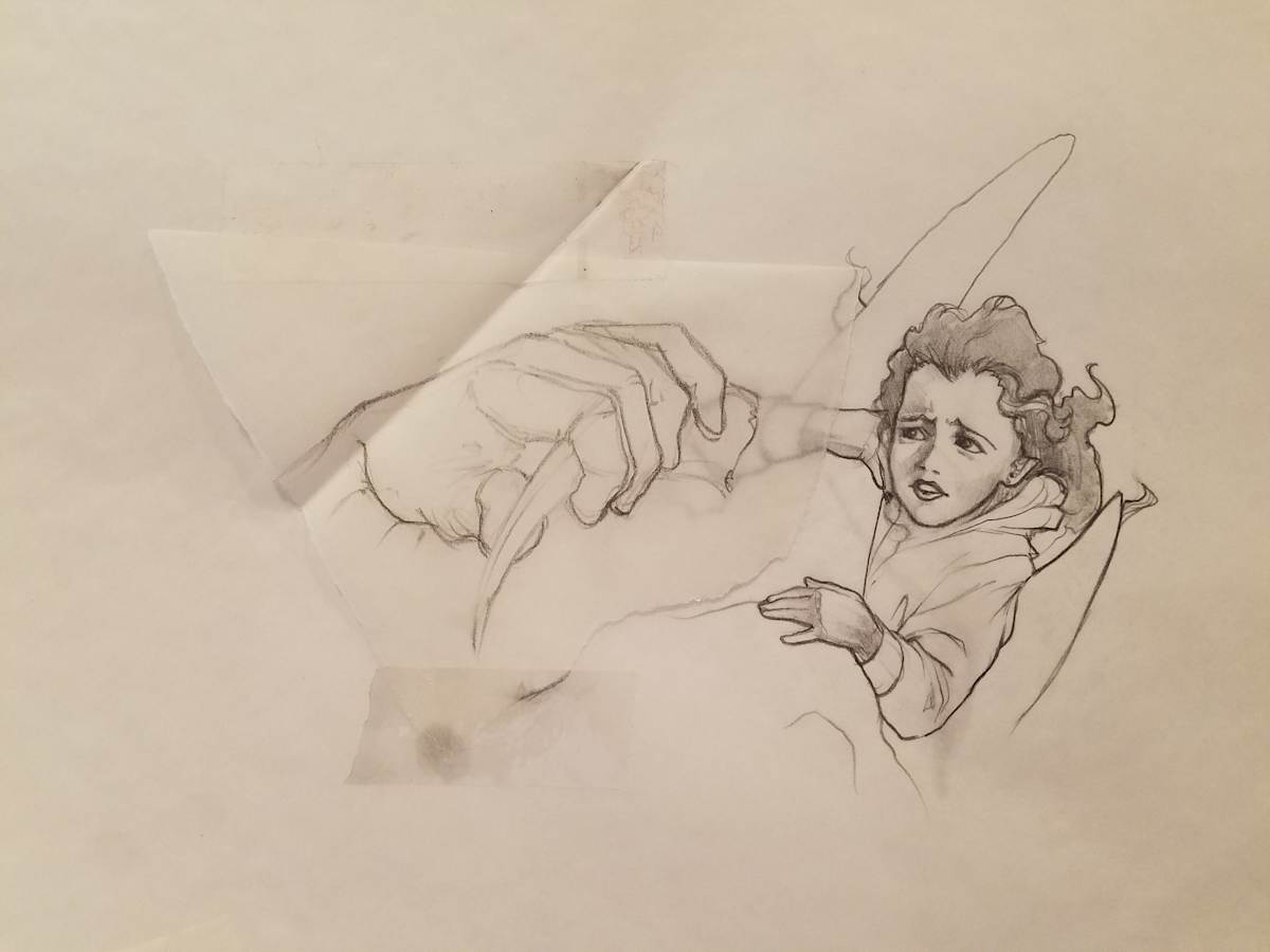The Dragon Princess Sketch, Girl Riding Dragon by John Alvin, Image 1.