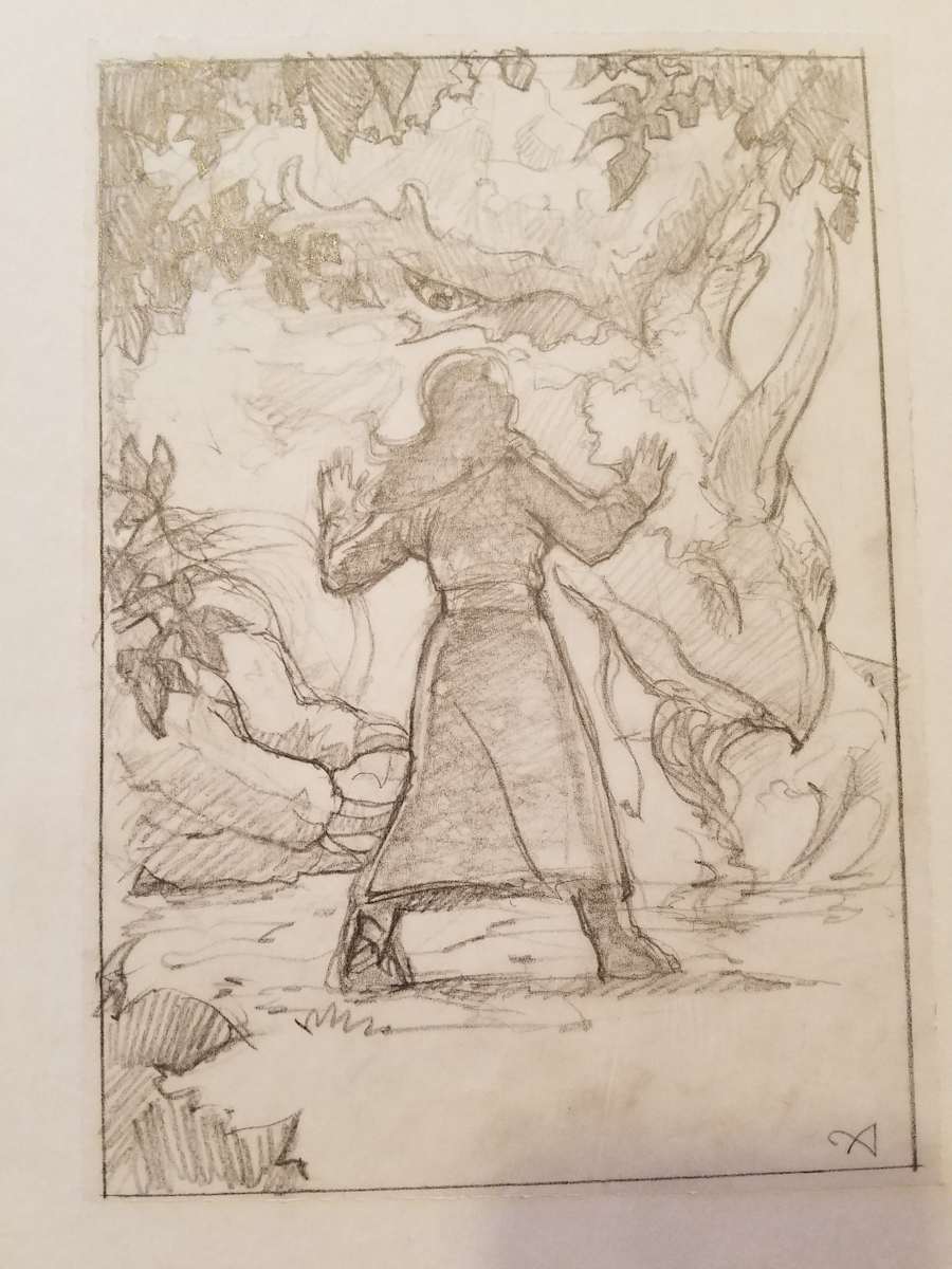 The Dragon Princess Sketch, Girl Surprised by John Alvin, Image 1.