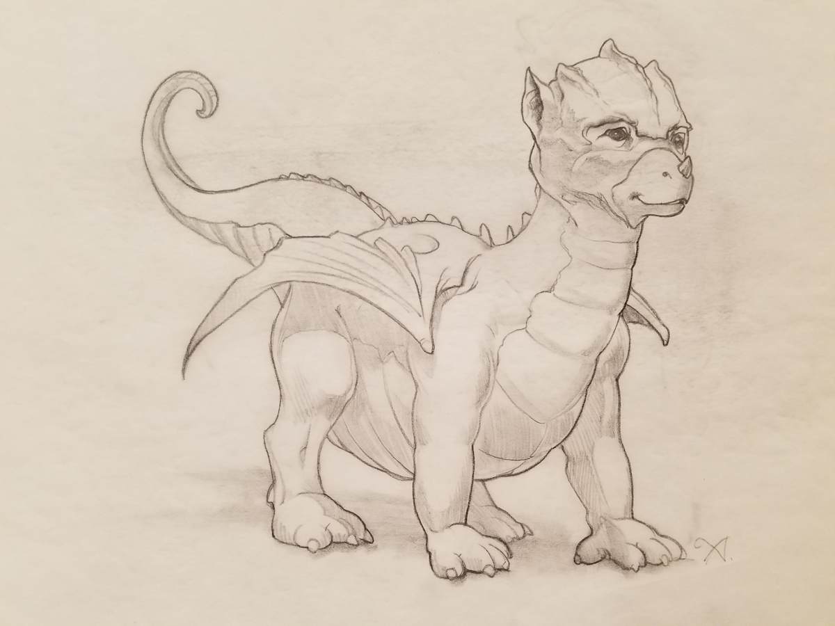 The Dragon Princess Sketch, Baby Dragon Body Sketch, Smaller Eyes by John Alvin, Image 1.