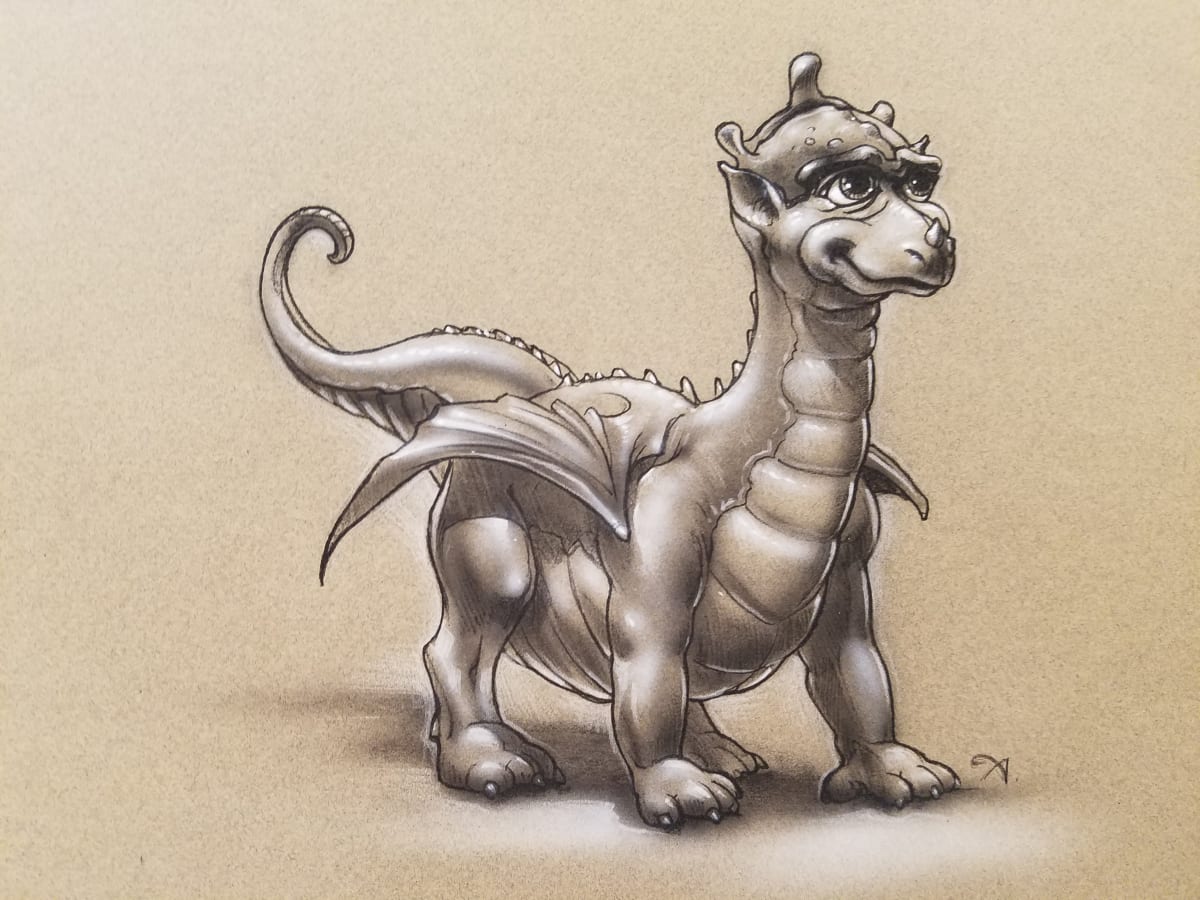 The Dragon Princess Concept, Baby Dragon Body Sketch 1 by John Alvin, Image 1.