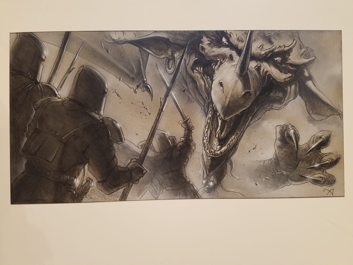 The Dragon Princess Concept, Dragon Clawing at Soldiers by John Alvin, Image 1.