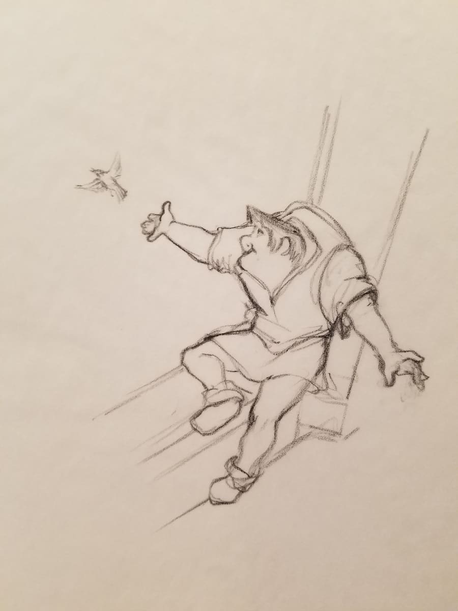 The Hunchback of Notre Dame Poster Concept, Quasimodo Letting Bird Go by John Alvin, Image 1.